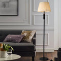 Vintage Fabric Cylinder Floor Lamp - 1-Light Iron Base for Living Room