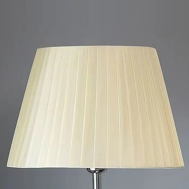 Vintage Fabric Cylinder Floor Lamp - 1-Light Iron Base for Living Room