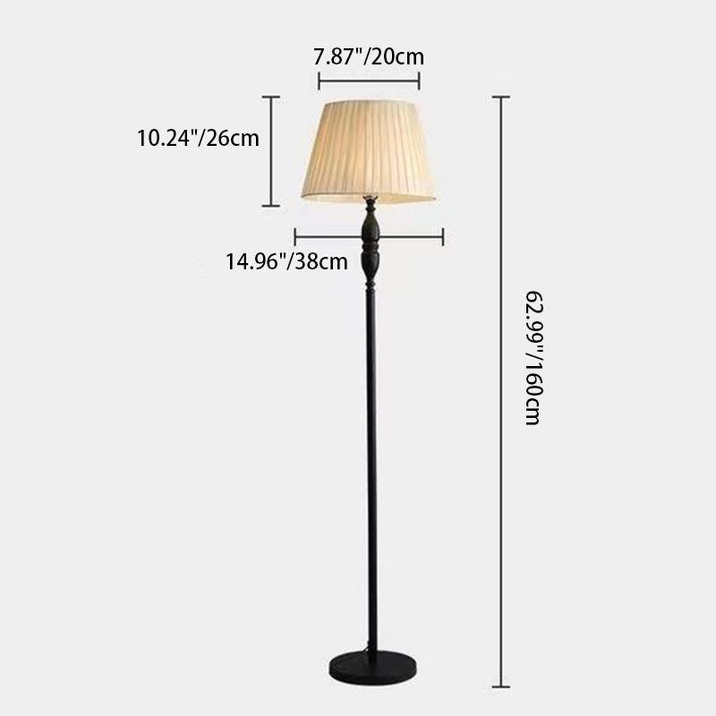 Vintage Fabric Cylinder Floor Lamp - 1-Light Iron Base for Living Room