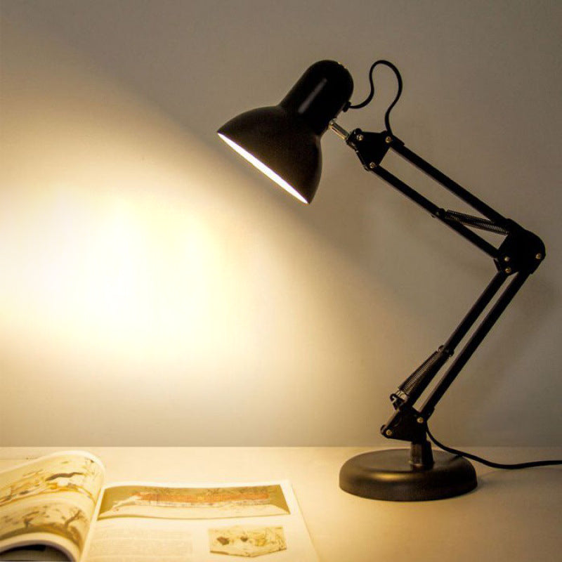 Contemporary Nordic Adjustable Lamp Arm Iron Round 1-Light Table Lamp for Bedroom, Modern Desk Lighting, Minimalist Design, Industrial Style Nightstand Lamp, Stylish Reading Light, Home Decor, Bedroom Accessories, Unique Table Lighting Solution