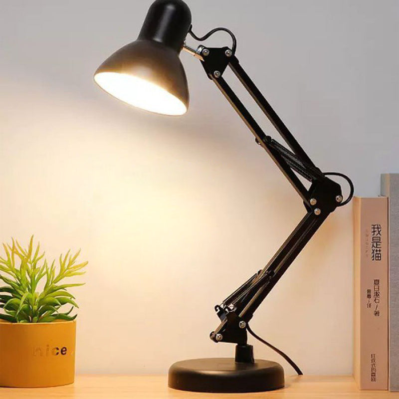 Contemporary Nordic Adjustable Lamp Arm Iron Round 1-Light Table Lamp for Bedroom, Modern Desk Lighting, Minimalist Design, Industrial Style Nightstand Lamp, Stylish Reading Light, Home Decor, Bedroom Accessories, Unique Table Lighting Solution