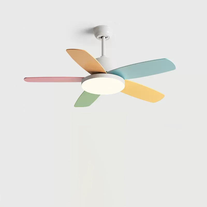 Scandinavian Carbon Steel LED Downrod Ceiling Fan Light for Living Room