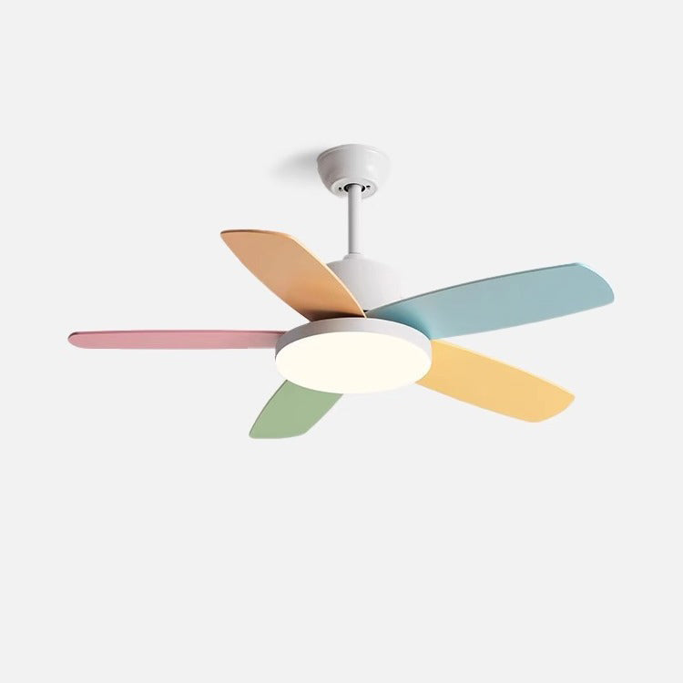 Scandinavian Carbon Steel LED Downrod Ceiling Fan Light for Living Room