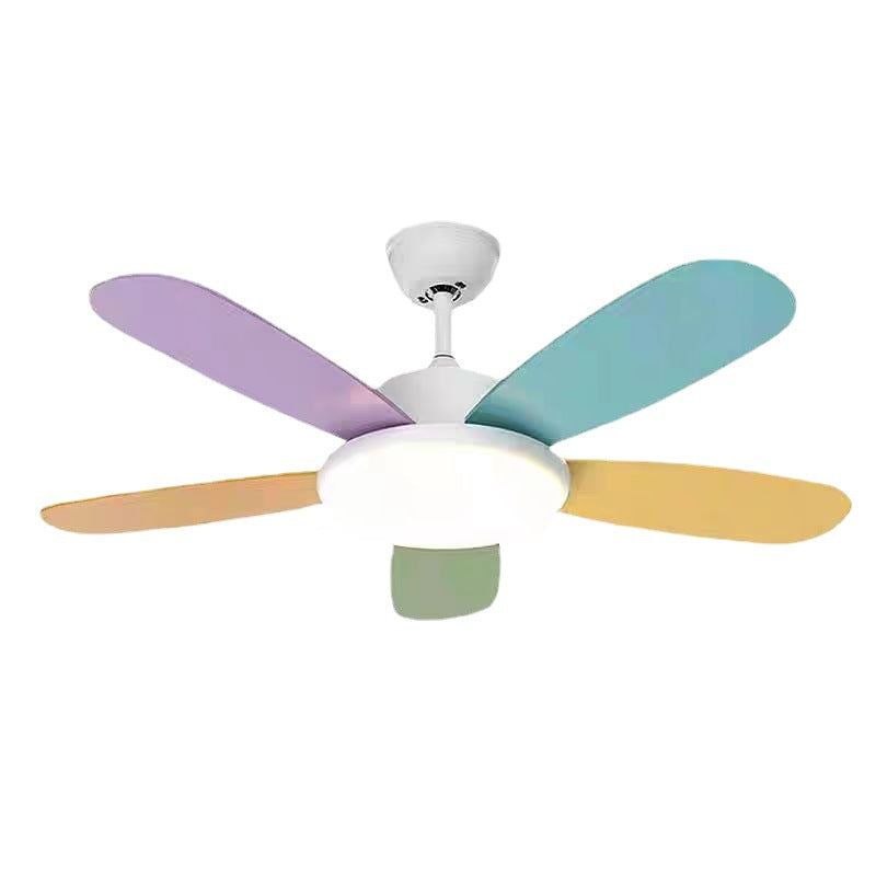 Scandinavian Carbon Steel LED Downrod Ceiling Fan Light for Living Room