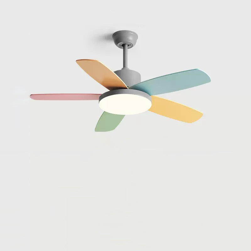 Scandinavian Carbon Steel LED Downrod Ceiling Fan Light for Living Room