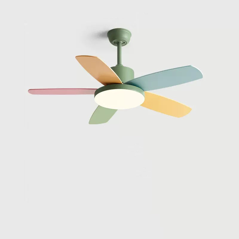 Scandinavian Carbon Steel LED Downrod Ceiling Fan Light for Living Room