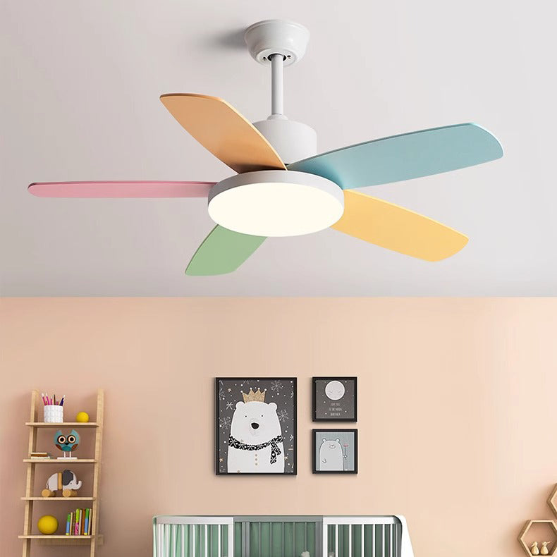 Scandinavian Carbon Steel LED Downrod Ceiling Fan Light for Living Room