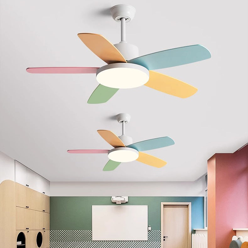 Scandinavian Carbon Steel LED Downrod Ceiling Fan Light for Living Room