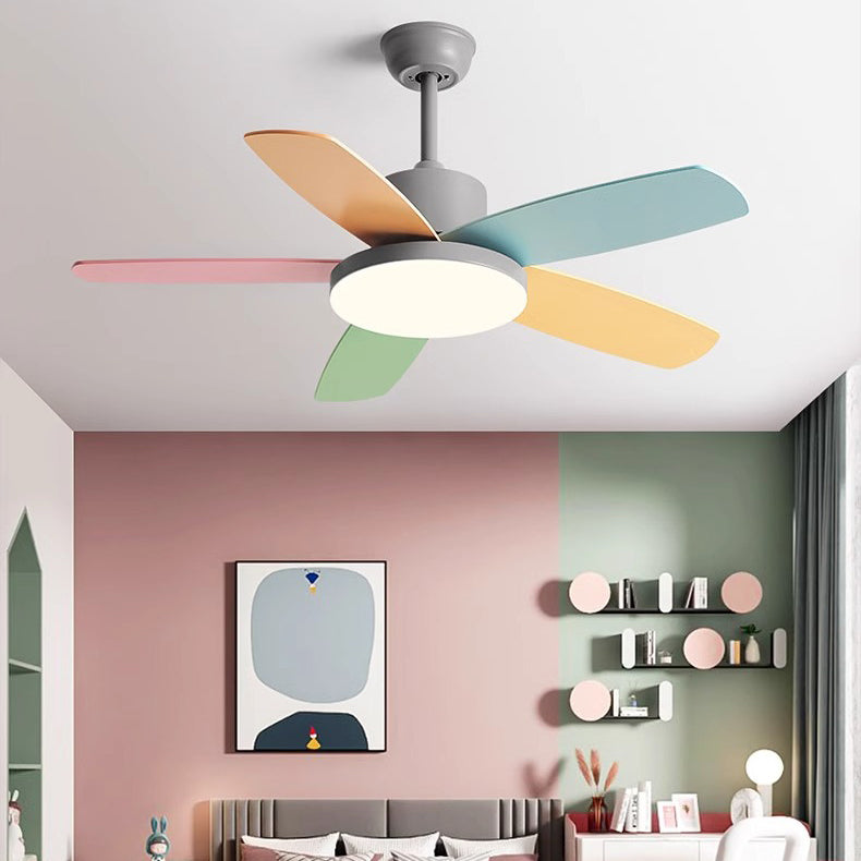 Scandinavian Carbon Steel LED Downrod Ceiling Fan Light for Living Room