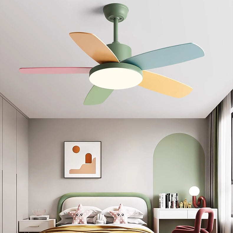 Scandinavian Carbon Steel LED Downrod Ceiling Fan Light for Living Room