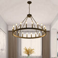 Traditional Farmhouse Iron Circle Ring Chandelier - 20/36 Lights for Dining Room