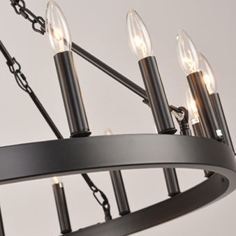 Traditional Farmhouse Iron Circle Ring Chandelier - 20/36 Lights for Dining Room