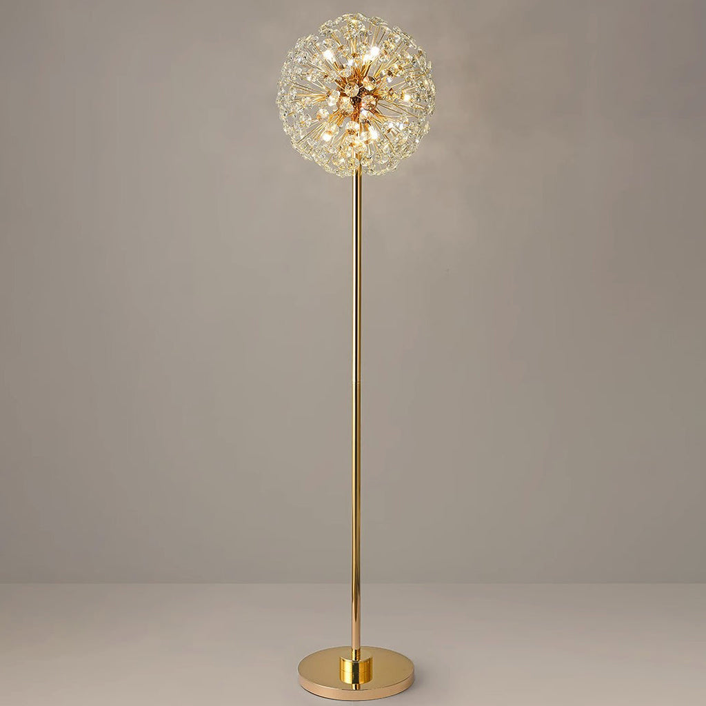 Modern Luxury Dandelion Crystal Floor Lamp - 9-Light Iron Aluminum Design for Study