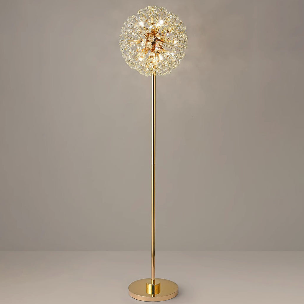 Modern Luxury Dandelion Crystal Floor Lamp - 9-Light Iron Aluminum Design for Study