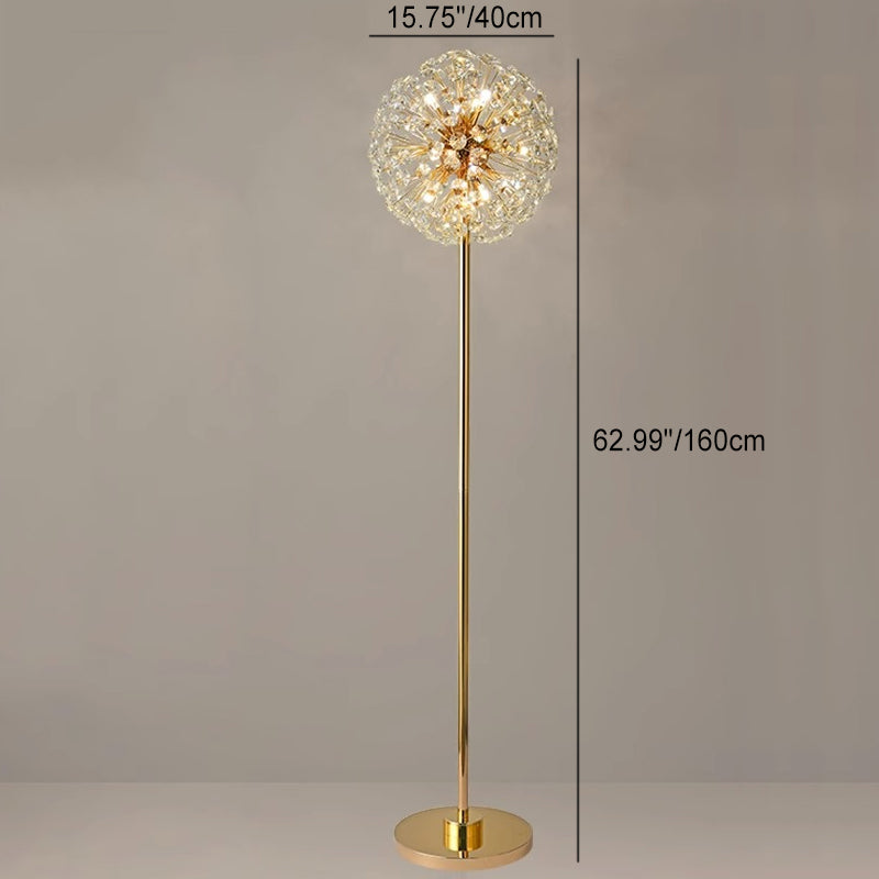 Modern Luxury Dandelion Crystal Floor Lamp - 9-Light Iron Aluminum Design for Study