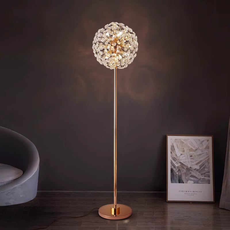 Modern Luxury Dandelion Crystal Floor Lamp - 9-Light Iron Aluminum Design for Study