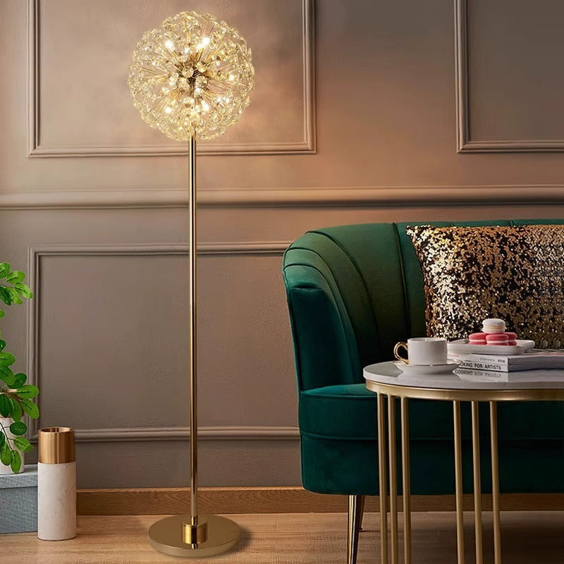 Modern Luxury Dandelion Crystal Floor Lamp - 9-Light Iron Aluminum Design for Study