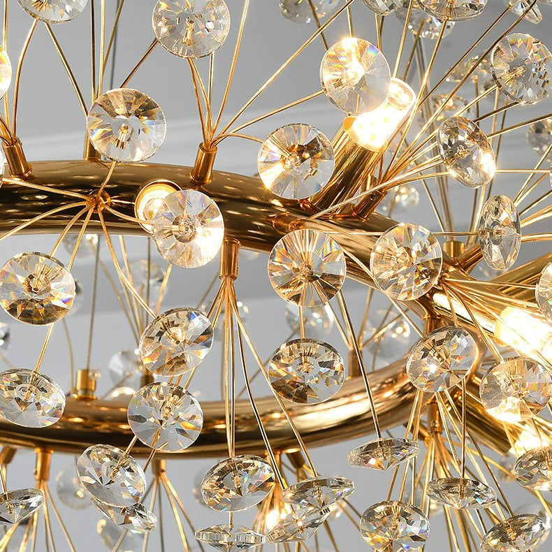 Modern Luxury Dandelion Crystal Floor Lamp - 9-Light Iron Aluminum Design for Study