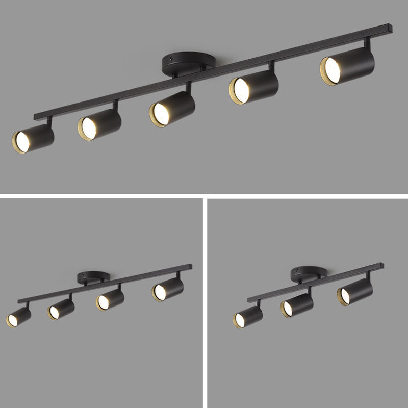 Contemporary Iron Aluminum 3/4/5-Light Adjustable Track Spotlight Semi-Flush Mount Ceiling Light for Living Room