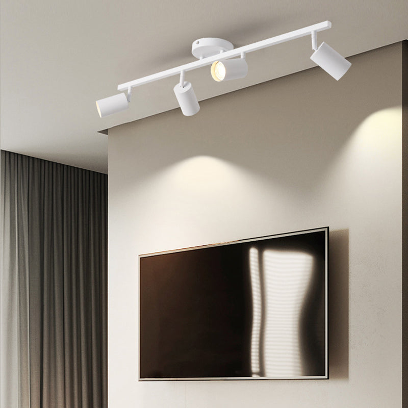 Contemporary Iron Aluminum 3/4/5-Light Adjustable Track Spotlight Semi-Flush Mount Ceiling Light for Living Room