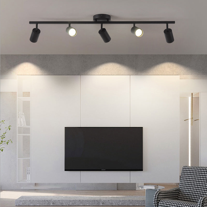 Contemporary Iron Aluminum 3/4/5-Light Adjustable Track Spotlight Semi-Flush Mount Ceiling Light for Living Room