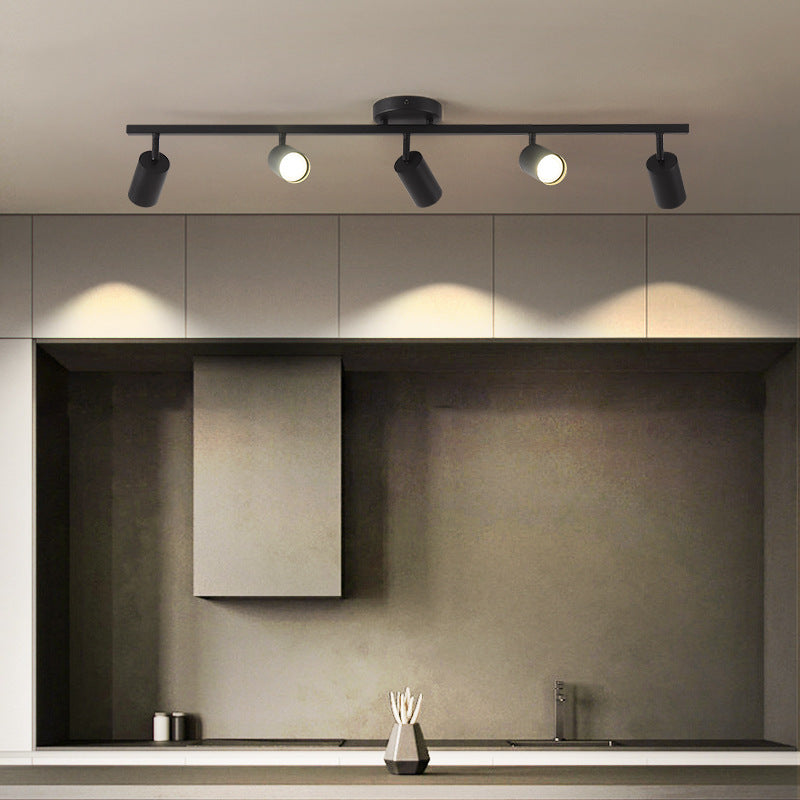 Contemporary Iron Aluminum 3/4/5-Light Adjustable Track Spotlight Semi-Flush Mount Ceiling Light for Living Room