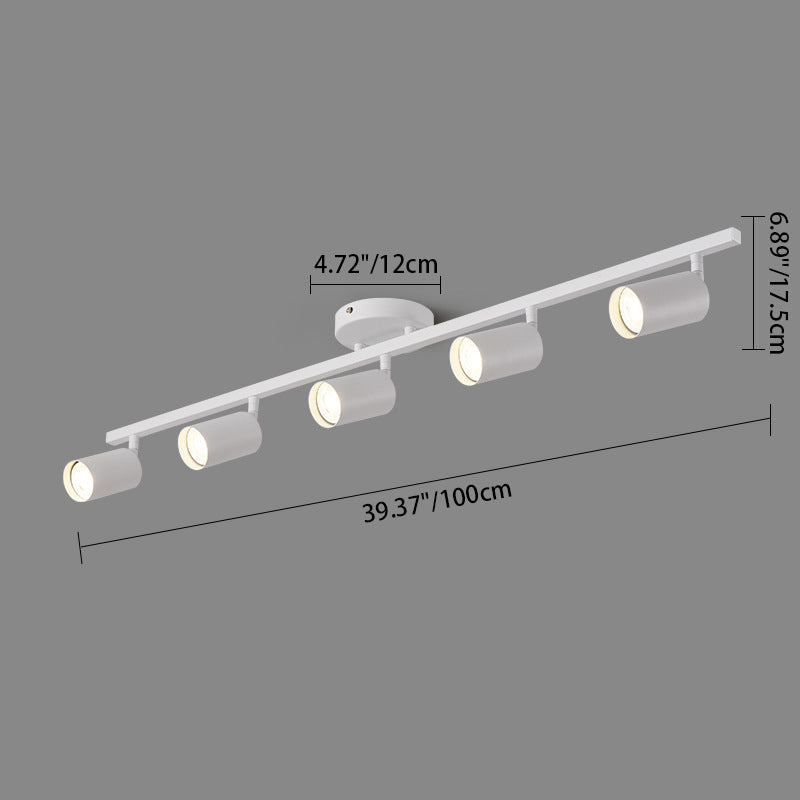 Contemporary Iron Aluminum 3/4/5-Light Adjustable Track Spotlight Semi-Flush Mount Ceiling Light for Living Room