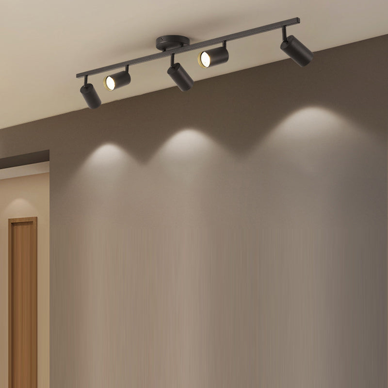 Contemporary Iron Aluminum 3/4/5-Light Adjustable Track Spotlight Semi-Flush Mount Ceiling Light for Living Room