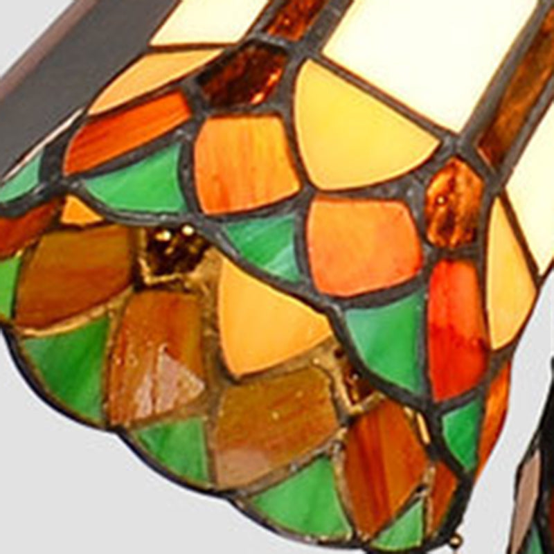 Tiffany Style Flower Stained Glass 3-Light Ceiling Fan Light for Living Room