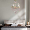 Traditional French Rose Crystal Candelabra 5-Light Chandelier for Living Room
