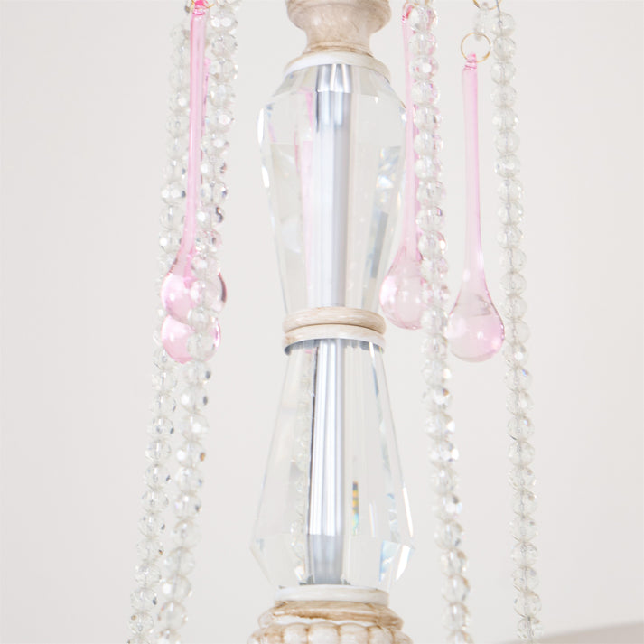 Traditional French Rose Crystal Candelabra 5-Light Chandelier for Living Room