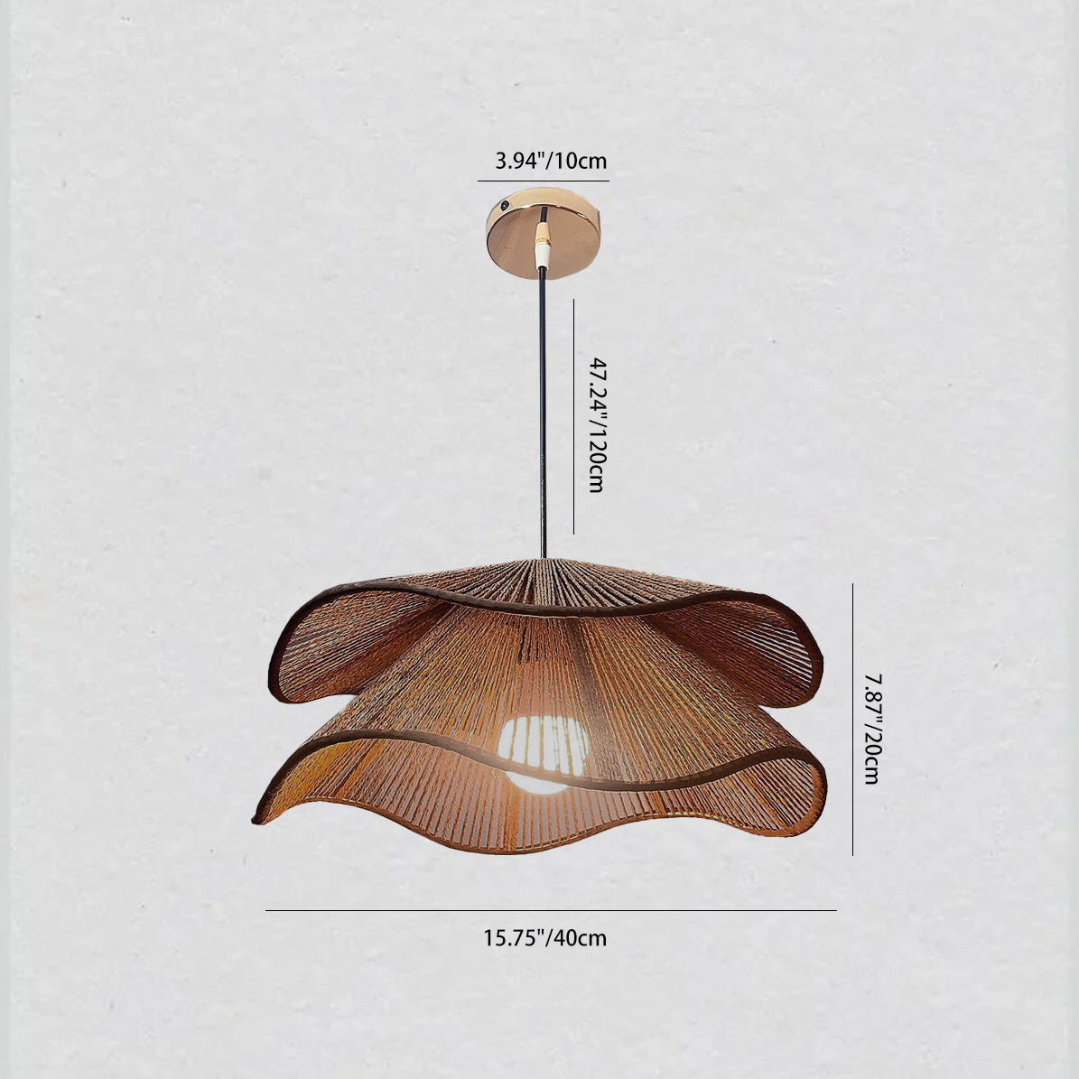 Vintage Corrugated Hemp Rope Pendant Light - 1-Light for Dining Room