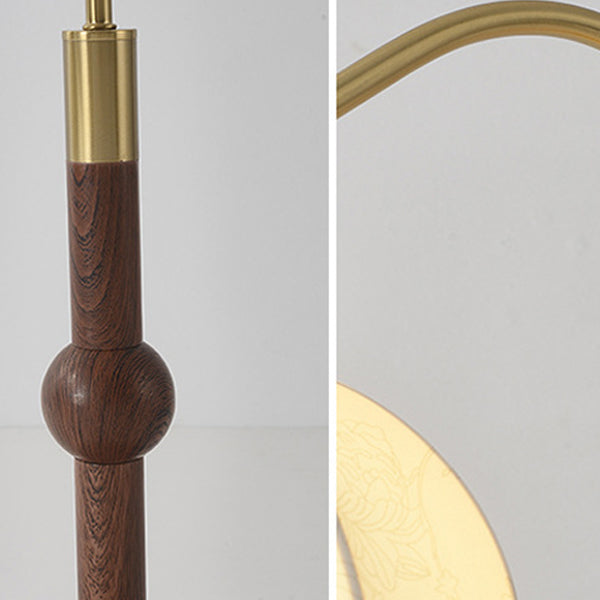 Vintage Fabric Lantern Shade Arc Iron Rod Floor Lamp for Study, 1-Light Design