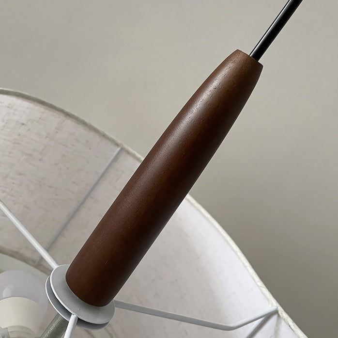 Traditional French 3-Light Pendant Light - Solid Wood & Corrugated Fabric Shade for Living Room