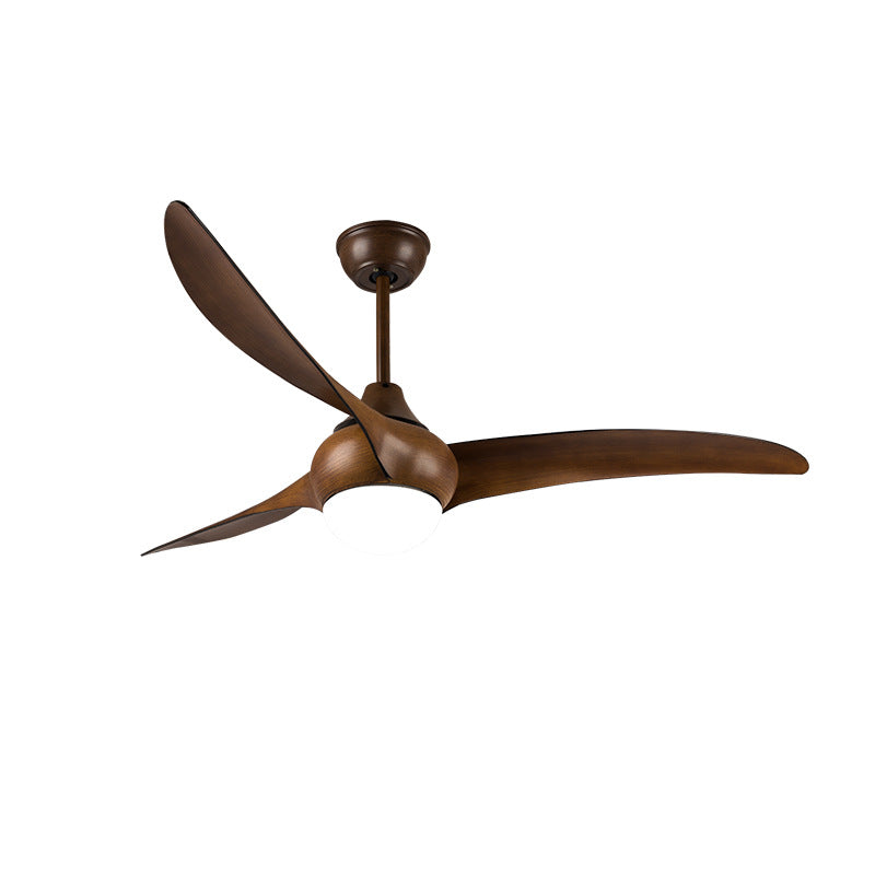 Contemporary Retro LED Ceiling Fan with Acrylic Shade and Downrods for Living Room