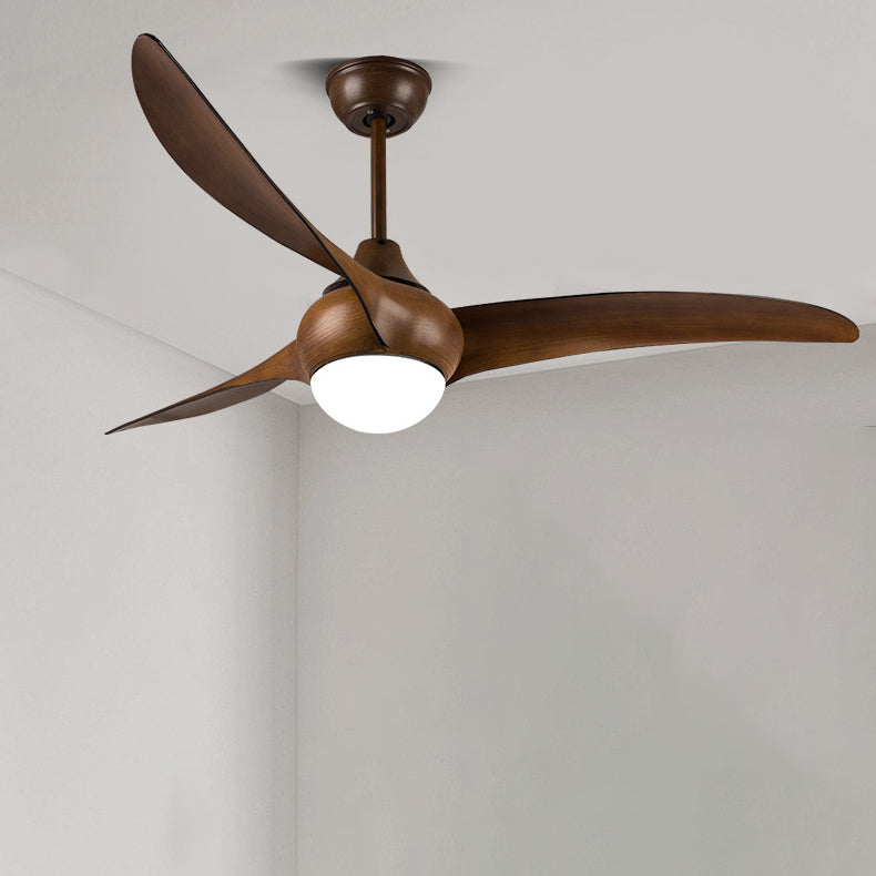 Contemporary Retro LED Ceiling Fan with Acrylic Shade and Downrods for Living Room