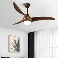 Contemporary Retro LED Ceiling Fan with Acrylic Shade and Downrods for Living Room