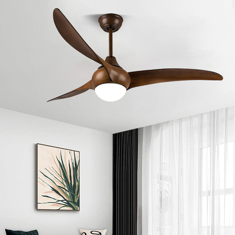 Contemporary Retro LED Ceiling Fan with Acrylic Shade and Downrods for Living Room