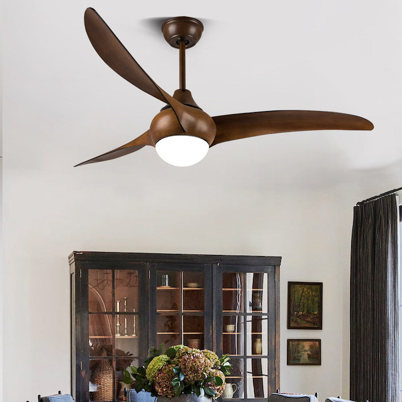 Contemporary Retro LED Ceiling Fan with Acrylic Shade and Downrods for Living Room