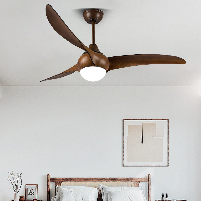 Contemporary Retro LED Ceiling Fan with Acrylic Shade and Downrods for Living Room