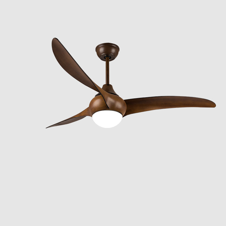 Contemporary Retro LED Ceiling Fan with Acrylic Shade and Downrods for Living Room