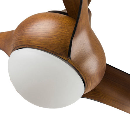 Contemporary Retro LED Ceiling Fan with Acrylic Shade and Downrods for Living Room