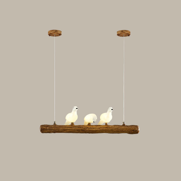 Vintage Resin Imitation Branch Bird Chandelier - 3/5/8/6/11/17-Light Island Light for Living Room