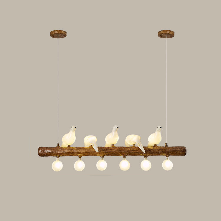 Vintage Resin Imitation Branch Bird Chandelier - 3/5/8/6/11/17-Light Island Light for Living Room