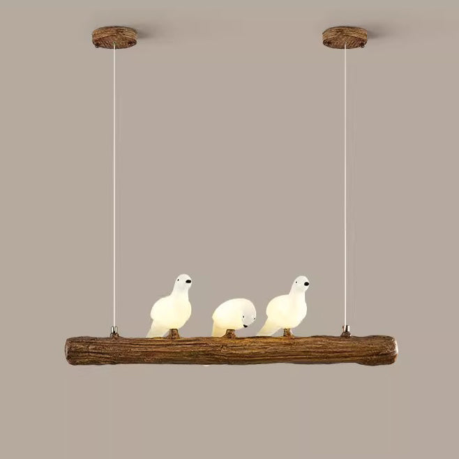 Vintage Resin Imitation Branch Bird Chandelier - 3/5/8/6/11/17-Light Island Light for Living Room