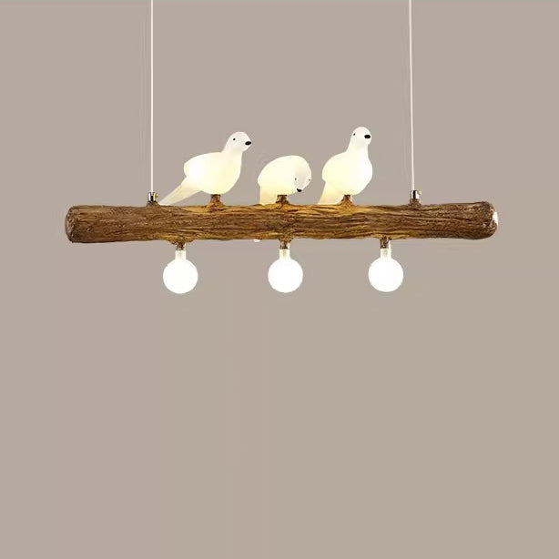 Vintage Resin Imitation Branch Bird Chandelier - 3/5/8/6/11/17-Light Island Light for Living Room