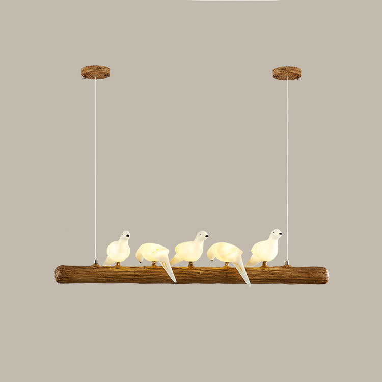 Vintage Resin Imitation Branch Bird Chandelier - 3/5/8/6/11/17-Light Island Light for Living Room