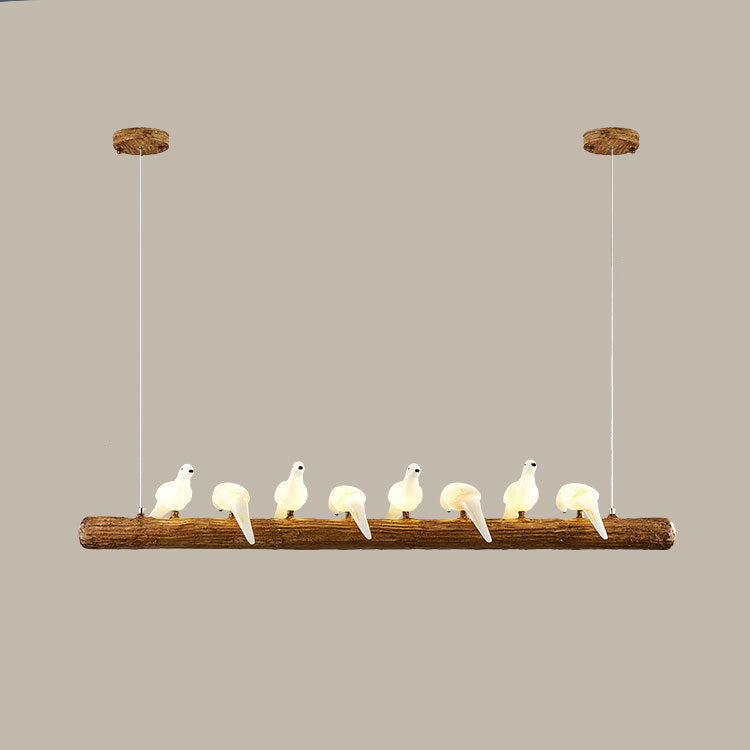 Vintage Resin Imitation Branch Bird Chandelier - 3/5/8/6/11/17-Light Island Light for Living Room