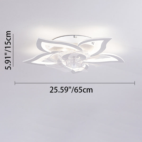 Contemporary LED Flush Mount Ceiling Fan Light for Bedroom - Aluminum, Acrylic, ABS Design, Modern Home Lighting, Energy Efficient, Stylish Ceiling Fixture