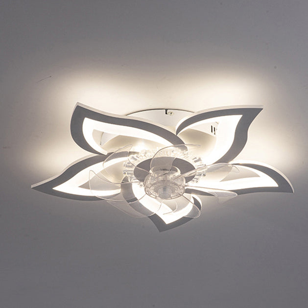 Contemporary LED Flush Mount Ceiling Fan Light for Bedroom - Aluminum, Acrylic, ABS Design, Modern Home Lighting, Energy Efficient, Stylish Ceiling Fixture